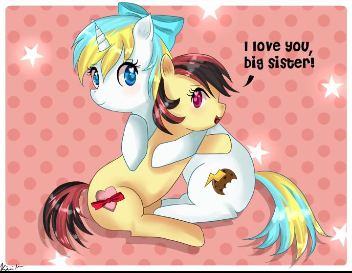 Size: 720x559 | Tagged: safe, artist:tehpinkhunter, derpibooru import, oc, unofficial characters only, earth pony, pony, unicorn, hug