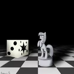 Size: 3000x3000 | Tagged: artist:acceleron, chess, derpibooru import, dice, die, horse, knight, knight pony chess, safe, statue, twilight sparkle