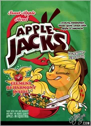 Size: 646x888 | Tagged: advertisement, applejack, apple jacks, artist:gbillustrations, cereal, custom, derpibooru import, food, parody, pun, safe