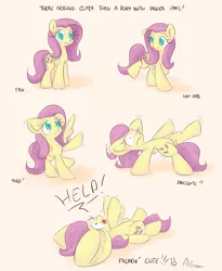 Size: 1350x1650 | Tagged: safe, artist:alasou, deleted from derpibooru, derpibooru import, fluttershy, pegasus, pony, balancing, comic, cute, ear fluff, ears, falling, female, flailing, floppy ears, frown, growth, heavy, help, hoofy-kicks, impossibly large ears, looking back, mare, on back, open mouth, raised hoof, shivering, simple background, smiling, solo, spread wings, stuck, trembling, unbalanced, white background, wide eyes, wings