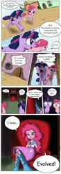 Size: 1240x3508 | Tagged: safe, artist:doublewbrothers, derpibooru import, pinkie pie, twilight sparkle, equestria girls, too many pinkie pies, clone, comic, comic sans, dialogue, funny, funny as hell