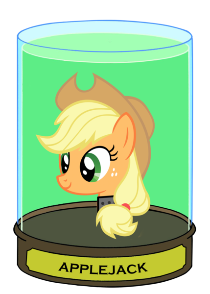 Size: 1024x1431 | Tagged: applejack, artist:hombre0, artist:kanske-2099, derpibooru import, disembodied head, futurama, head in a jar, jar, parody, safe, simple background, solo, transparent background