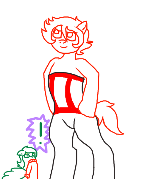 Size: 556x700 | Tagged: artist:voltrathelively, clothes, derpibooru import, homestuck, kankri vantas, pants, ponified, porrim maryam, righteous leggings, safe, sweater