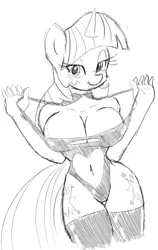 Size: 673x1066 | Tagged: anthro, artist:zev, belly button, breasts, busty twilight sparkle, curvy, derpibooru import, female, grayscale, latex, monochrome, suggestive, twilight sparkle