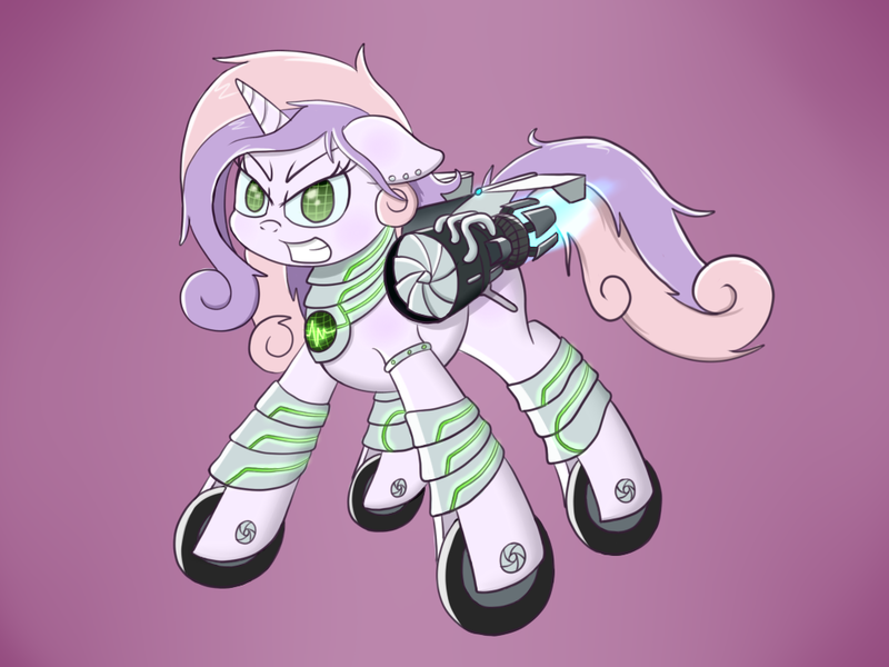 Size: 1024x768 | Tagged: safe, artist:scramjet747, derpibooru import, sweetie belle, pony, robot, robot pony, unicorn, friendship is witchcraft, female, filly, floppy ears, foal, hooves, horn, jet engine, messy mane, simple background, solo, sweetie bot, teeth