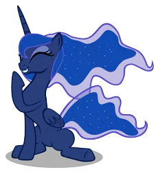 Size: 5000x5500 | Tagged: absurd resolution, artist:cencerberon, derpibooru import, eyes closed, laughing, missing accessory, princess luna, raised hoof, safe, show accurate, sitting, solo