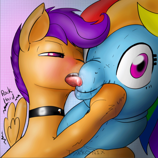 Size: 800x800 | Tagged: suggestive, artist:darkonix, derpibooru import, rainbow dash, scootaloo, collar, creepy, doll, female, lesbian, plushie, scootadash, simple background, weird, wingboner