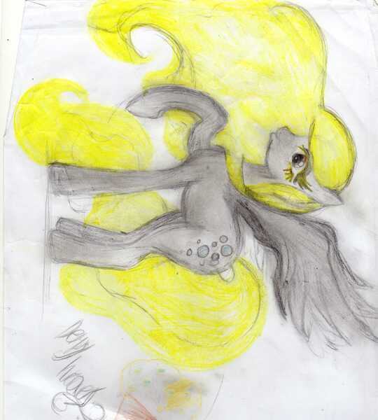 Size: 2478x2754 | Tagged: safe, artist:theangelofdeath1300, derpibooru import, derpy hooves, pegasus, pony, female, mare, princess, regal, sideways image, solo, traditional art