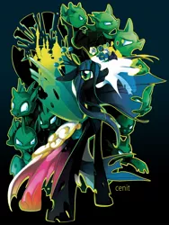 Size: 1200x1600 | Tagged: safe, artist:cenit-v, derpibooru import, princess cadance, queen chrysalis, alicorn, changeling, changeling queen, pony, canterlot, character to character, clothes, crown, digital art, disguise, disguised changeling, dress, fake cadance, female, flower, gradient background, hoof shoes, jewelry, mare, regalia, transformation, wedding dress