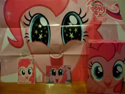 Size: 4608x3456 | Tagged: safe, derpibooru import, pinkie pie, collector box, foil cards, merchandise, poster, sticker