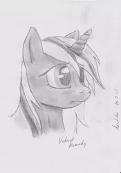 Size: 1736x2484 | Tagged: safe, artist:poninnahka, derpibooru import, oc, oc:velvet remedy, unofficial characters only, pony, unicorn, fallout equestria, fanfic, black and white, fanfic art, female, grayscale, horn, mare, monochrome, simple background, solo, traditional art, white background