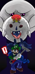 Size: 2800x5950 | Tagged: artist:fauxsquared, big boo, boona, boo (super mario), clothes, costume, crossover, crown, dead source, derpibooru import, ghost, ghost costume, halloween, halloween costume, heart eyes, holiday, king boo, luigi, luigi's mansion, nintendo, princess luna, safe, super mario bros., wingding eyes