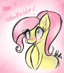 Size: 751x856 | Tagged: artist:blup-chan, blushing, braces, derpibooru import, dialogue, doodle, doodlecute, fluttershy, safe, solo, teenager, younger