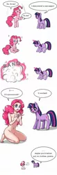 Size: 600x1829 | Tagged: artist:apzzang, belly button, breasts, comic, derpibooru import, human, humanized, magic, nudity, pinkie pie, pony to human, suggestive, transformation, twilight sparkle