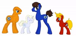 Size: 1024x487 | Tagged: artist:kaoshoneybun, ben grimm, derpibooru import, fantastic four, johnny storm, ponified, pony creator, quality, reed richards, safe, sue storm