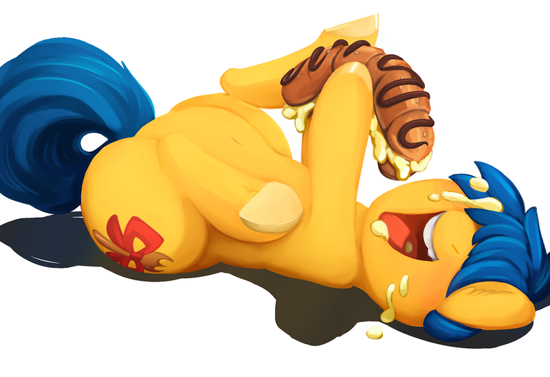 Size: 1280x878 | Tagged: artist:zonkpunch, derpibooru import, food, male, messy, messy eating, not porn, oc, oc:lemonpuffs, on back, sandwich, solo, solo male, suggestive, suggestive eating, underhoof, unofficial characters only