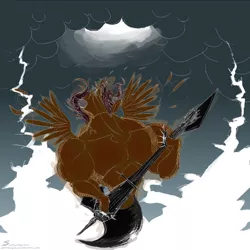 Size: 1000x1000 | Tagged: safe, artist:spromultis, derpibooru import, scootaloo, anthro, ax brutaloo, brutaloo, guitar, metal as fuck, solo