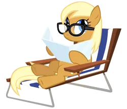 Size: 3500x3000 | Tagged: a friend in deed, apple cobbler, apple family member, artist:boneswolbach, chair, derpibooru import, glasses, lawn chair, lounging, safe, simple background, solo, transparent background, vector