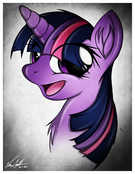 Size: 1484x1920 | Tagged: safe, artist:ep-777, derpibooru import, twilight sparkle, pony, bust, chest fluff, female, mare, open mouth, portrait, signature, solo