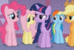 Size: 1896x1279 | Tagged: safe, derpibooru import, applejack, derpy hooves, fluttershy, pinkie pie, rainbow dash, rarity, twilight sparkle, pegasus, pony, collage, female, mare, meta mosaic, mosaic, photomosaic