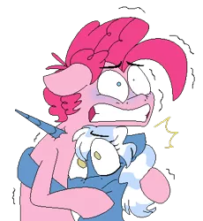 Size: 362x394 | Tagged: semi-grimdark, artist:artflicker, derpibooru import, pinkie pie, pokey pierce, earth pony, pony, unicorn, accident, bubble berry, critical hug failure, female, floppy ears, gritted teeth, horn impalement, hug, impalement, male, oops, ouch, pokeypie, poppy pin, rule 63, sharp horn, shrunken pupils, simple background, straight, this will end in tears and/or death, transparent background, unicorn problems, wide eyes