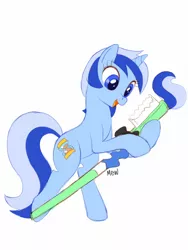 Size: 960x1280 | Tagged: safe, artist:mew, derpibooru import, minuette, pony, bipedal, bowtie, hoof hold, solo, toothbrush