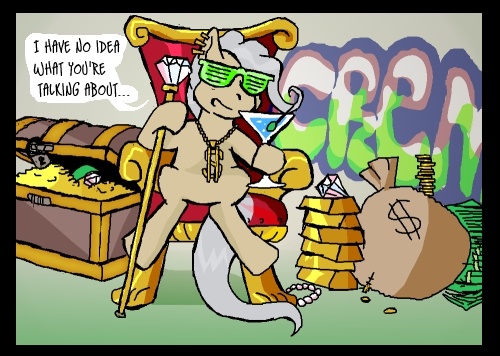 Size: 500x356 | Tagged: artist:owlor, derpibooru import, from the desk of mayor mare, mayor mare, money, pimp, safe, swag, tumblr