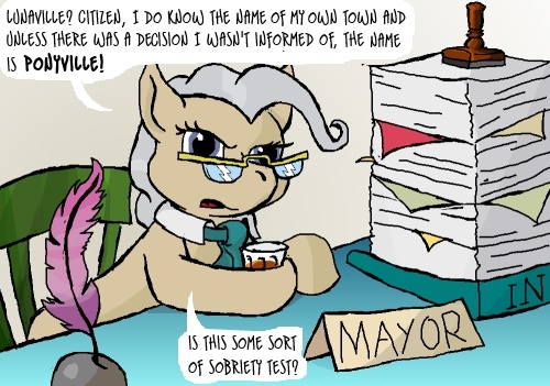 Size: 500x351 | Tagged: artist:owlor, derpibooru import, drinking, from the desk of mayor mare, glasses, mayor mare, safe, tumblr