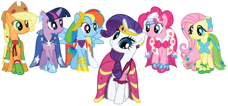 Size: 7500x3500 | Tagged: safe, artist:midnight--blitz, derpibooru import, applejack, fluttershy, pinkie pie, rainbow dash, rarity, twilight sparkle, earth pony, pegasus, pony, unicorn, suited for success, absurd resolution, clothes, dress, female, gala dress, high heels, jewelry, mane six, shoes, simple background, tiara, transparent background, vector