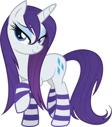 Size: 1406x1600 | Tagged: artist:dylandylan72, bedroom eyes, clothes, derpibooru import, rarity, safe, simple background, socks, solo, striped socks, transparent background, vector, wet, wet mane, wet mane rarity