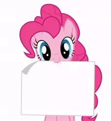 Size: 638x699 | Tagged: safe, artist:mixermike622, derpibooru import, pinkie pie, earth pony, pony, blank, exploitable, exploitable meme, female, looking at you, mare, meme, mouth hold, paper, pinkie's note meme, simple background, solo, template, white background