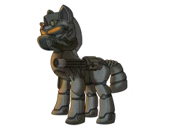 Size: 1032x774 | Tagged: safe, artist:stein-vs, derpibooru import, oc, oc:steelhooves, unofficial characters only, earth pony, pony, fallout equestria, fanfic, armor, fanfic art, gun, machine gun, male, power armor, powered exoskeleton, simple background, solo, stallion, transparent background, weapon