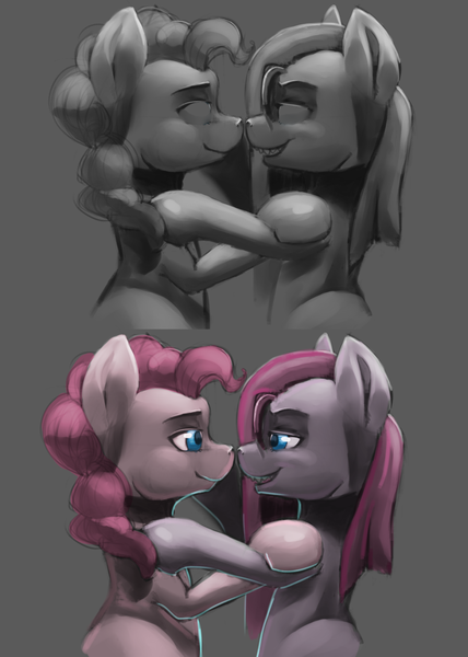 Size: 914x1280 | Tagged: artist:lanta, derpibooru import, pinkamena diane pie, pinkie pie, safe, self ponidox