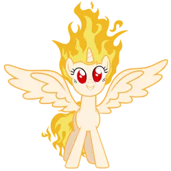 Size: 1196x1200 | Tagged: safe, artist:mlartspecter, derpibooru import, twilight sparkle, twilight sparkle (alicorn), alicorn, pony, rapidash, cute, female, grin, happy, mane of fire, mare, rapidash twilight, red eyes, simple background, smiling, spread wings, transparent background, twiabetes, vector