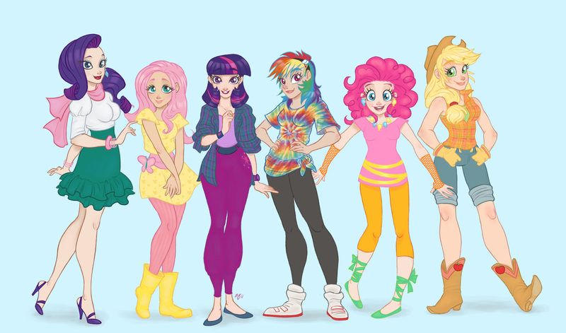 Size: 1700x1000 | Tagged: applejack, artist:tell-me-lies, bracelet, derpibooru import, fluttershy, humanized, line-up, mane six, pinkie pie, rainbow dash, rarity, safe, tiedye, twilight sparkle, watch