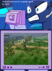 Size: 367x500 | Tagged: derpibooru import, dinosaur, exploitable meme, gamer luna, jurassic park, jurassic park operation genesis, meme, princess luna, safe, tv meme