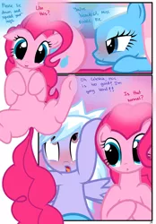 Size: 1741x2500 | Tagged: ahegao, artist:pyruvate, blushing, cloudchaser, comic, comic:the usual, derpibooru import, featureless crotch, female, lesbian, lotus blossom, pinkie pie, spread legs, suggestive