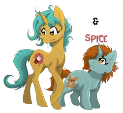 Size: 938x864 | Tagged: safe, artist:xashleymx, derpibooru import, snails, snips, pony, unicorn, duo, duo female, female, rule 63, simple background, spice, sugar, transparent background