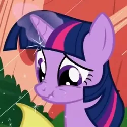 Size: 332x332 | Tagged: safe, derpibooru import, screencap, twilight sparkle, pony, unicorn, look before you sleep, bust, cropped, female, glowing horn, magic, magic glow, mare, portrait, scrunchy face, solo, unicorn twilight