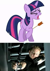 Size: 677x960 | Tagged: arrow in the knee, arrow to the knee, avengers, derpibooru import, hawkeye, safe, skyrim, the elder scrolls, twilight sparkle