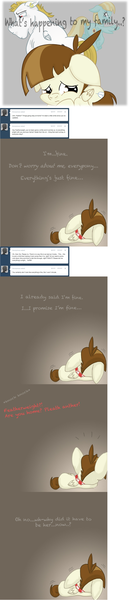 Size: 1200x5564 | Tagged: angry, artist:minkidoodles, ask, bulk biceps, comic, crying, derpibooru import, featherweight, featherweight responds, helia, roid rage, sad, safe, shaking, text, tumblr, twist