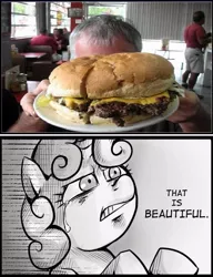 Size: 537x700 | Tagged: cheeseburger, derpibooru import, exploitable meme, meme, safe, sweetie belle, that is beautiful