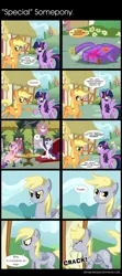 Size: 2860x6436 | Tagged: safe, artist:zsparkonequus, derpibooru import, applejack, derpy hooves, princess cadance, rarity, twilight sparkle, twilight sparkle (alicorn), alicorn, earth pony, pegasus, pony, unicorn, comic, derp, derpy gonna derp, dialogue, female, mare, nose wrinkle