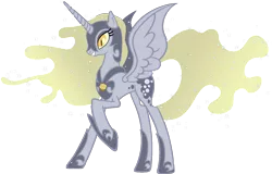 Size: 1600x1024 | Tagged: dead source, safe, artist:doctorxfizzle, derpibooru import, derpy hooves, nightmare moon, alicorn, pony, derpicorn, end of the world, fusion, muffin, muffin queen, nightderp moon