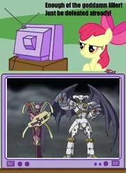 Size: 625x854 | Tagged: apple bloom, crusadermon, digimon, digimon frontier, dynasmon, exploitable meme, lordknightmon, safe, tv meme