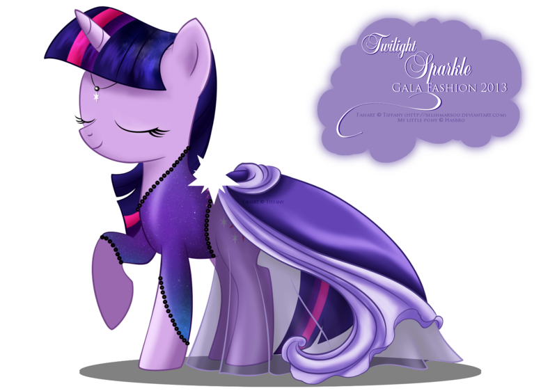 Size: 1500x1053 | Tagged: safe, artist:tiffanymarsou, derpibooru import, twilight sparkle, unicorn, clothes, dress, gala, gala dress, solo, unicorn twilight