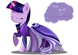 Size: 1500x1053 | Tagged: safe, artist:tiffanymarsou, derpibooru import, twilight sparkle, unicorn, clothes, dress, gala, gala dress, solo, unicorn twilight