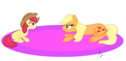 Size: 1024x498 | Tagged: safe, artist:xxthatsmytypexx, derpibooru import, apple bloom, applejack, loose hair