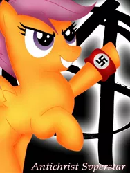 Size: 1830x2439 | Tagged: derpibooru import, heil, nazi, safe, scootaloo, solo, why sid why