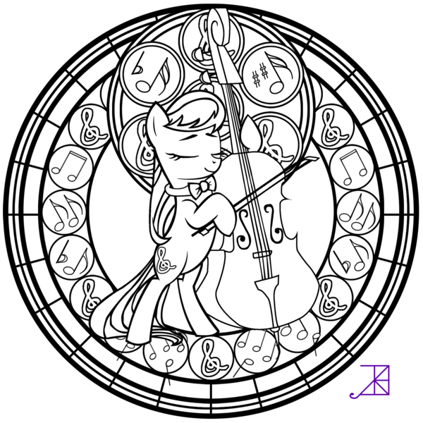 Size: 1600x1600 | Tagged: artist:akili-amethyst, derpibooru import, lineart, octavia melody, safe, stained glass